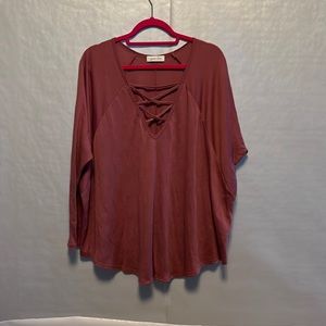 Grace & Lace crisscross v-neck dolman sleeve